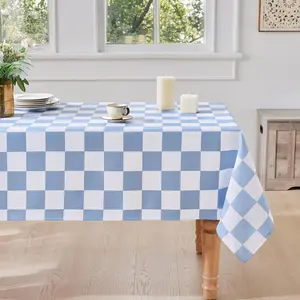 Checkered Table Cloth, Classic Checkerboard Tablecloth for Picnic, Party, Dinner Table Cover, Waterproof Washable Wrinkle Resistant (Blue, 55''x71'' (Rectangle))