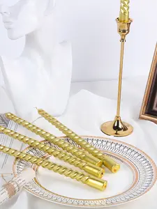 4pcs Festival Party Decor, New European Style Colorful Threaded Candle Holders, Long Rod Candles for Bar, Dinner, Birthday, Home, Date, Romantic Atmosphere