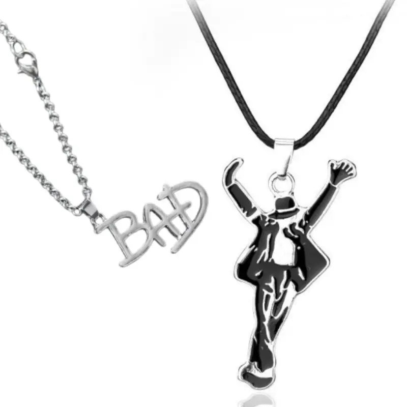 Michael Jackson Legend Dance Shadow Rope Necklace, Hot Selling Michael Jackson Bracelet Pendant, Mj Bad Logo Charm