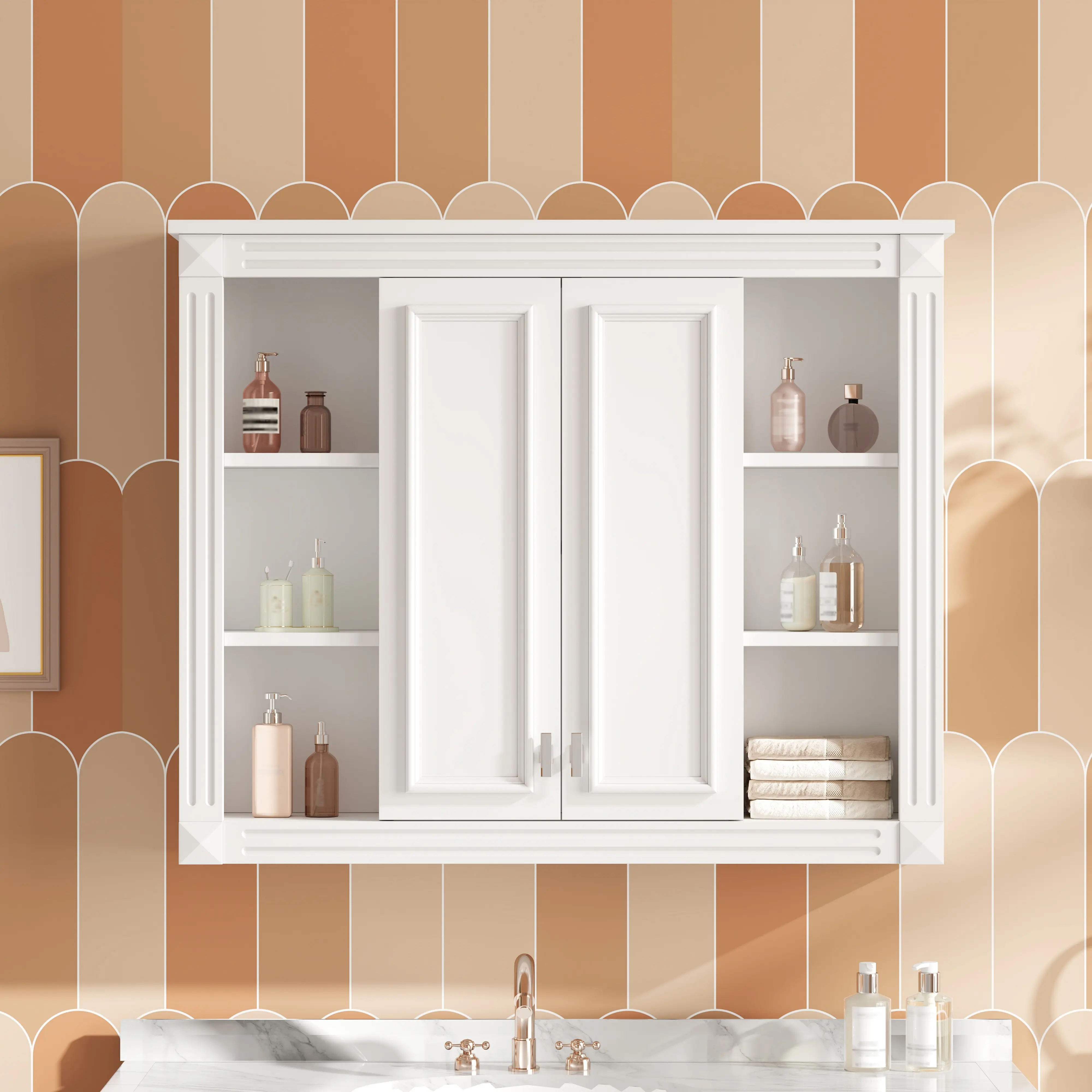 Nokaa 36 x 28 Inch Wall Mounted Medicine Cabinet Bathroom Storage with 1 Adjustable Shelf Soft Close Hinges Swing Open Doors for Bathroom Organization Living Room Bedroom