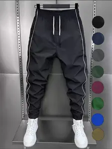 Men's Fashion Casual Jogger Pants, Side Striped Simple Style, Waist Drawstring Elastic Hem, Sports Pants for Exercise & Daily Wear