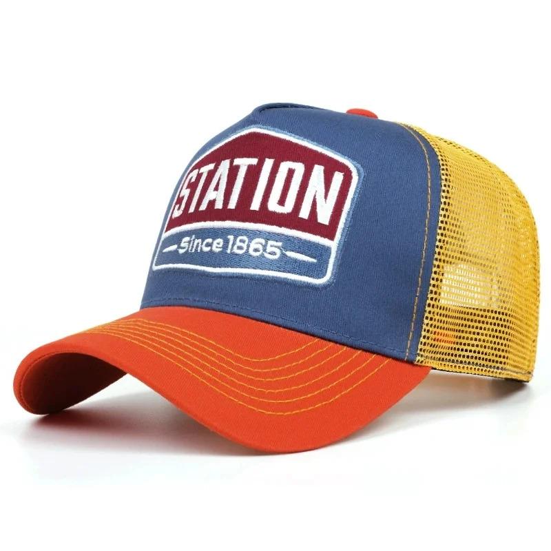Hot Sale Unisex Baseball Cap Classic STATION Letter Pattern Mesh Cap Men And Women Breathable Streetwear Summer Trucker Hat