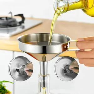 Stainless Steel Funnel Kitchen Utensils Set - Home Use Conical Oil Pot, Multi-Size Filter Screens, Wine Dispenser, Wine Spoon