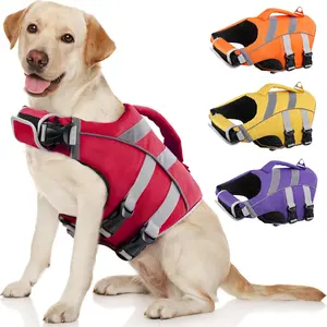Dog Life Jacket with Reflective Stripes, Dog Life Vest for Swimming Boating, Adjustable Pet Lifejackets with High Flotation, Doggie Swimsuit for Small Medium Large Dogs