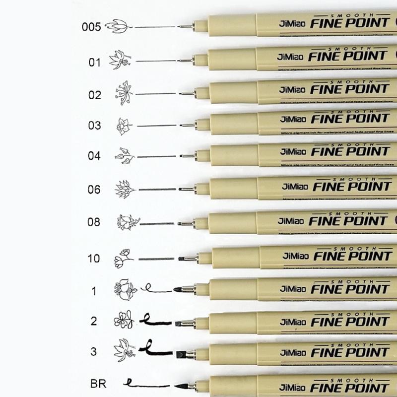 12pcs Hand-paint Needle Pen Set, Micro Fineliner Drawing Art Pen, Doodle Drawing Pen, Art Supplies For Sketching Drawing Painting, Fine Tip Markers