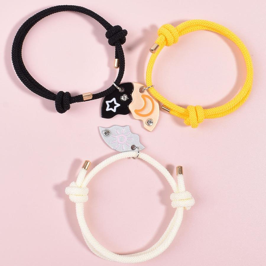 Sun, Moon, & Star Cloud Magnetic Necklace/Bracelet Set for 3/4,Puzzle Design BFF Jewelry for Best Friends & Sisters Ideal Friendship Gift with Rhinestone Detail Perfect for Birthday, Anniversary, Valentine's Day