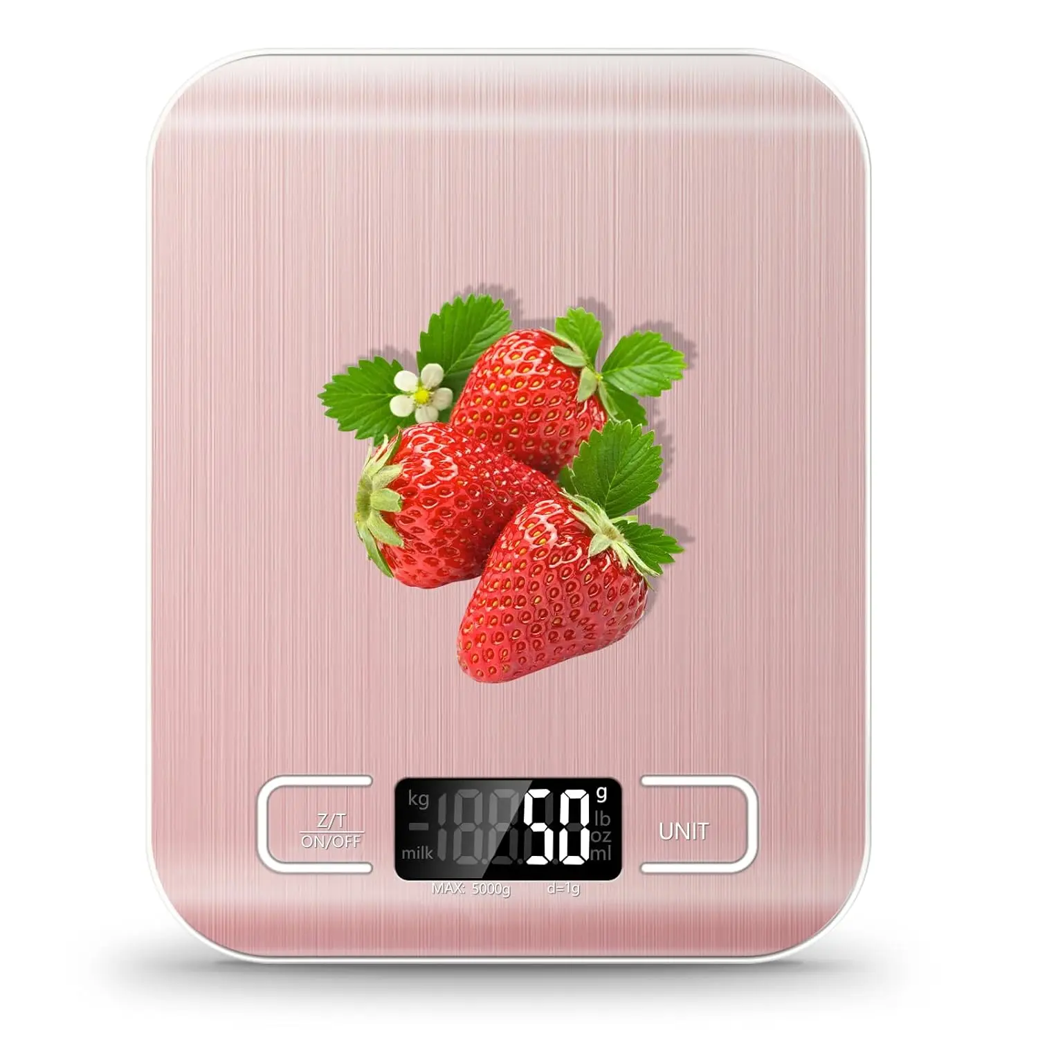 Pink Stainless Steel Digital Food Scale, 11lb Capacity, 0.05oz/1g Precision, 6 Units, Tare Function & LCD Display for Baking, Cooking