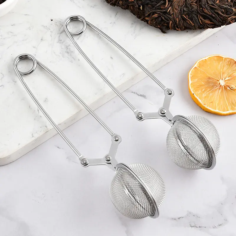1/2 Pcs Tea Ball Infuser, 304 Stainless Steel Loose Leaf Tea Infuser with Mesh Strainer & Easy Squeeze Handle for Tea, Herbs & Spices