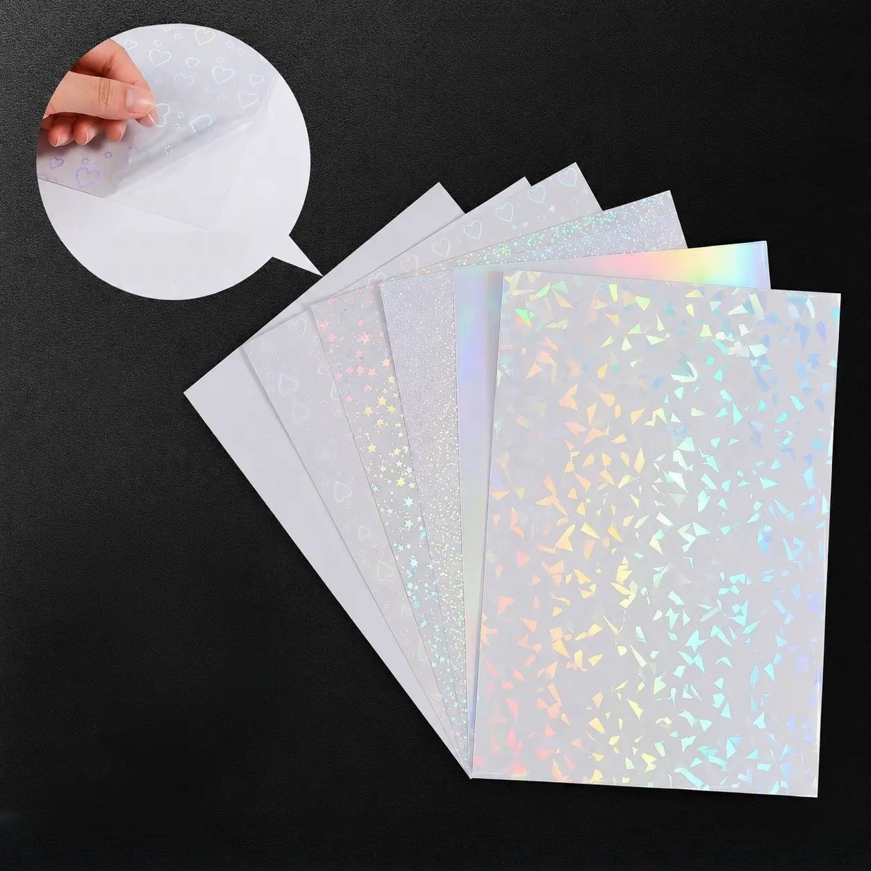 30 Sheets A4 Holographic Cold Lamination Film, Self-Adhesive Waterproof Transparent Stickers, Office Paper, Photos, Cards, Crafts
