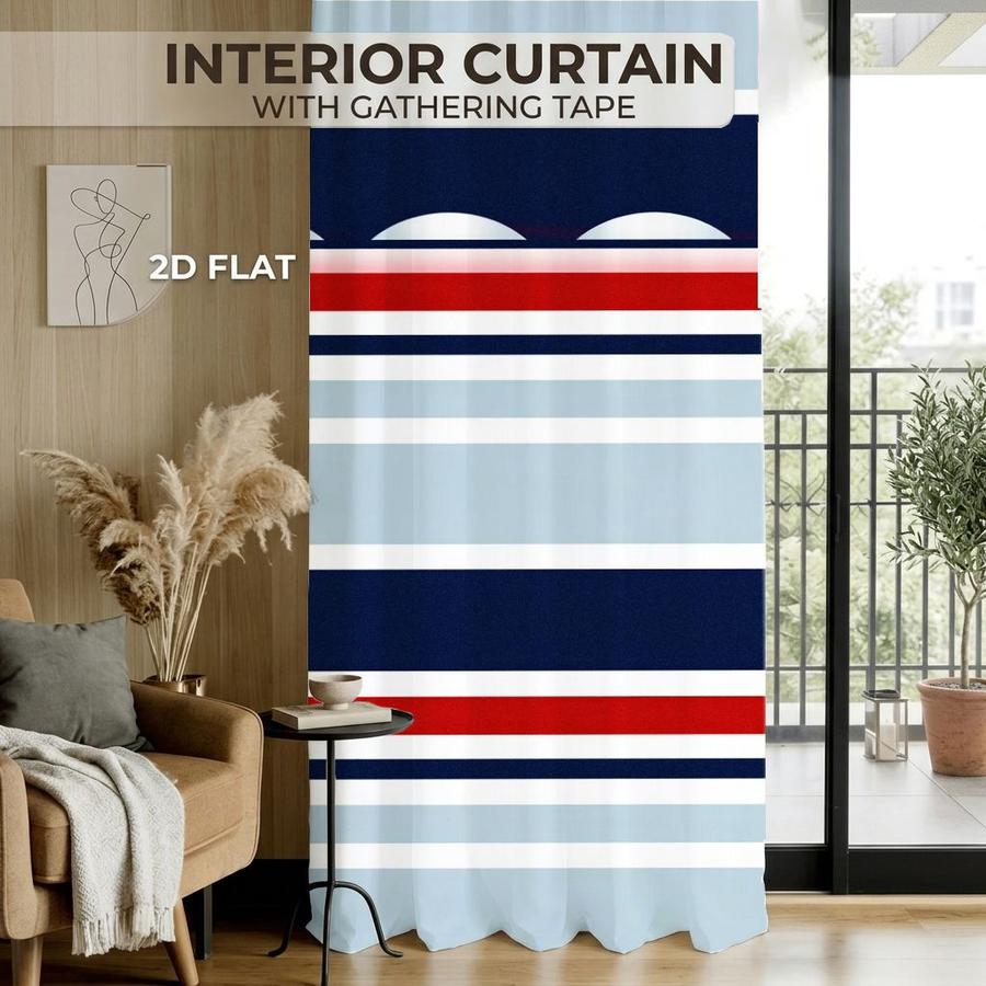 2Pcs Modern Striped Nautical Pattern Sun Blocking Curtains Digital Printed Rod Pocket, Window Treatment For Bedroom Office Kitchen Living Room Study Home Decor
