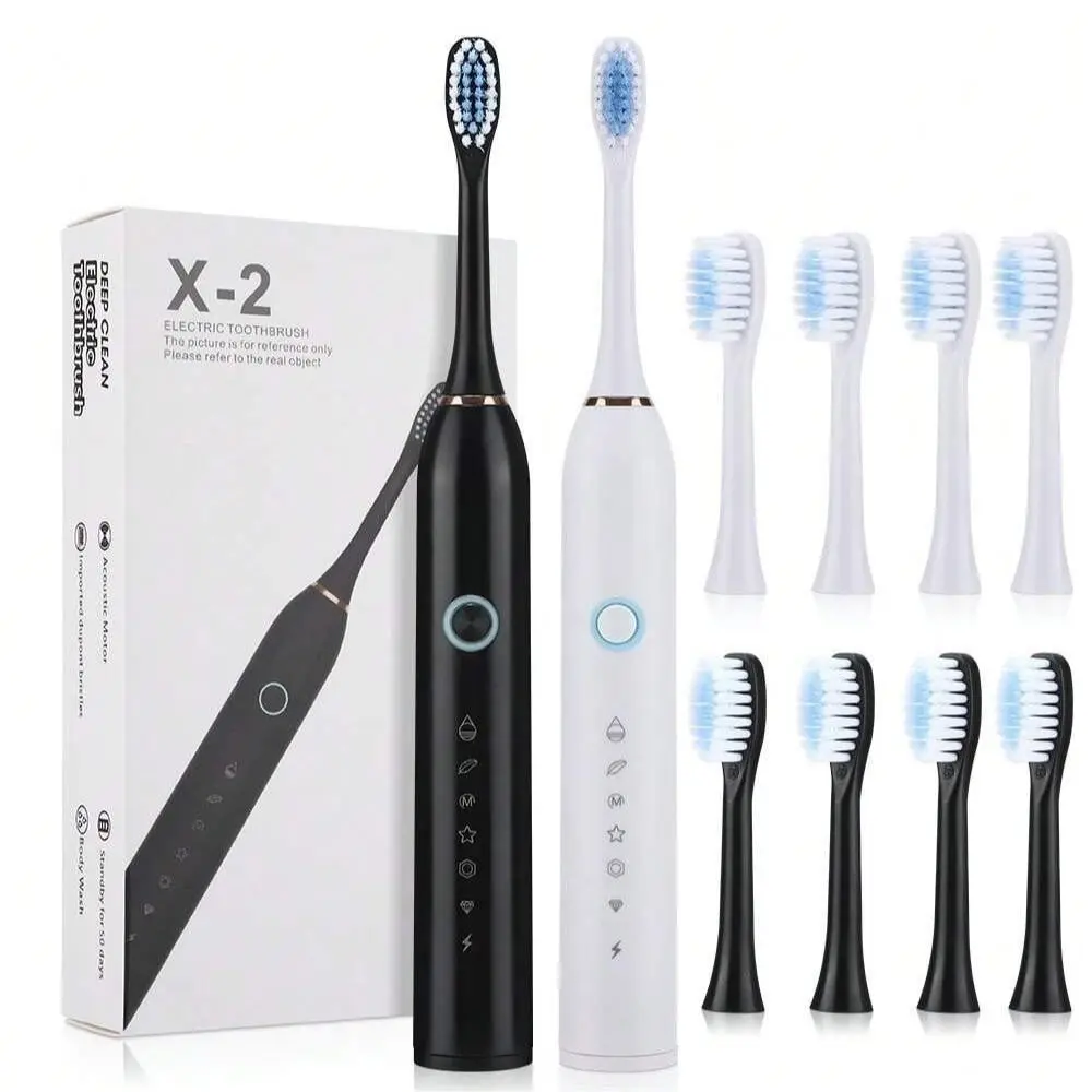 Electric Toothbrush, 1 Box Rechargeable Sonic Teeth Cleaning Toothbrush with Brush Heads, Intelligent Deep Cleaning Toothbrushes for Adults, Water Proof, Battery Powered Toothbrush