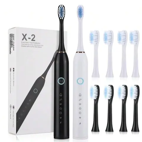 Electric Toothbrush, 1 Box Rechargeable Sonic Teeth Cleaning Toothbrush with Brush Heads, Intelligent Deep Cleaning Toothbrushes for Adults, Water Proof, Battery Powered Toothbrush