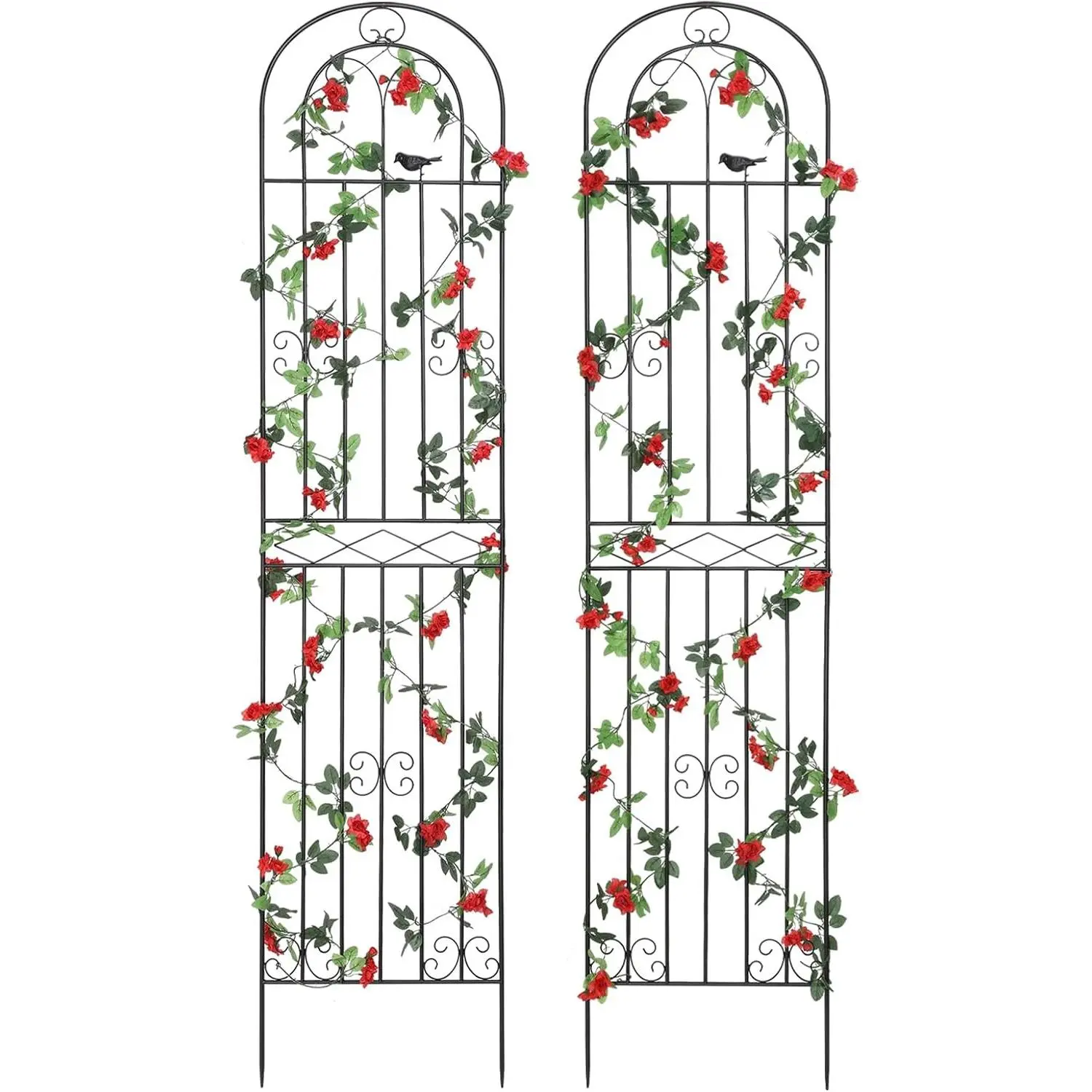 2 Pack 86.7" H x 19.7" W Metal Garden Trellis with Black Coating, Wire Lattice Grid Panel for Climbing Plants Outdoor Roses Vine Cucumbers Vegetables Flower Support (86.7" H, 2 Pack)
