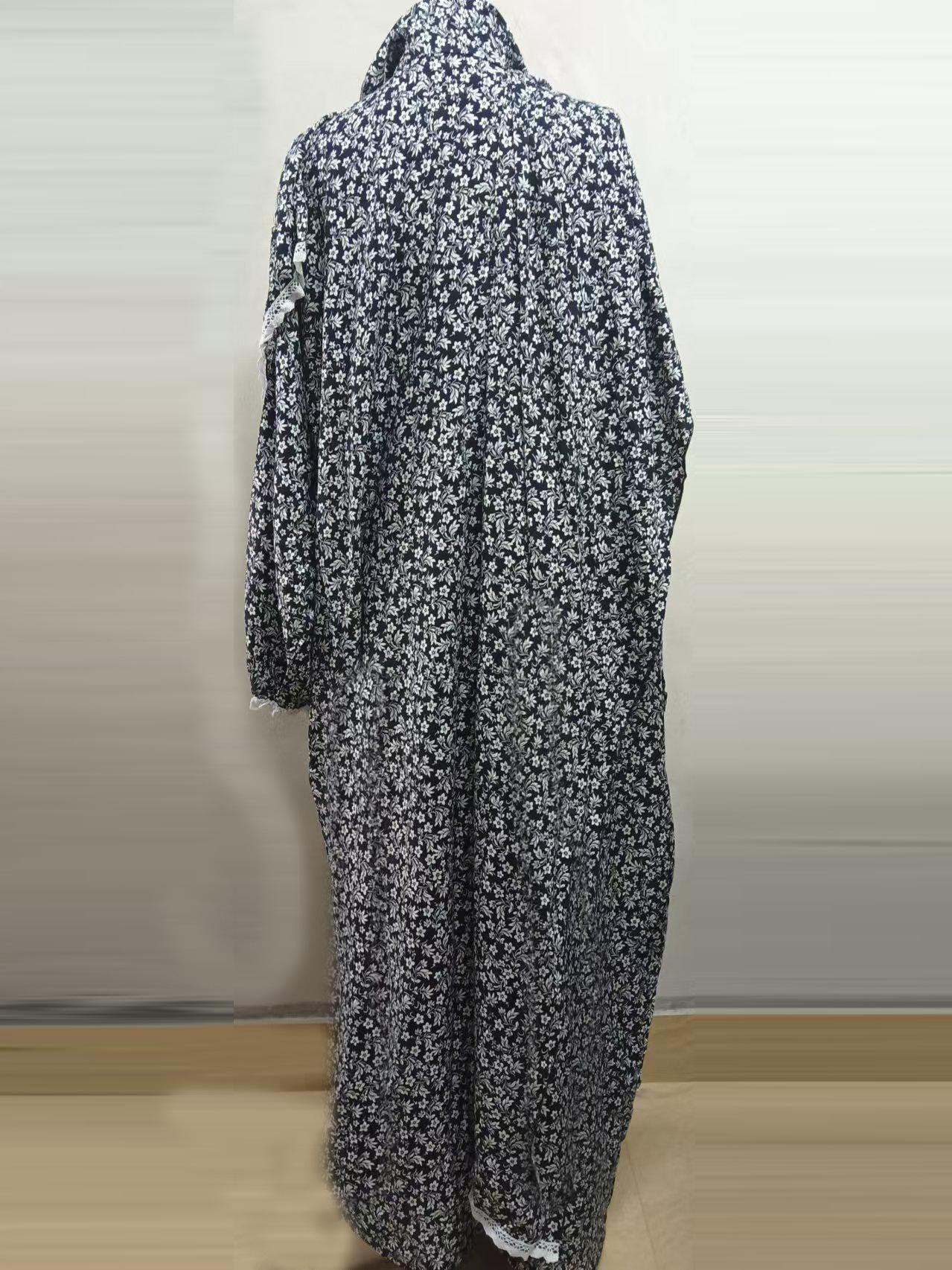 New Women'S Dress, Middle Eastern Style Robe, Fashionable Printed Prayer Gown with Attached Scarf