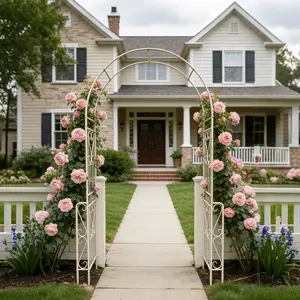 ARCH Metal Garden Arch W55 x H94.5 Inch Outdoor Arbor Trellis for Climbing Plants Support Rose Vine Flower Stand Decorative Garden Decor Cream White, Heavy Duty Steel Construction Wedding Ceremony Backdrop Archway for Yard Lawn Patio