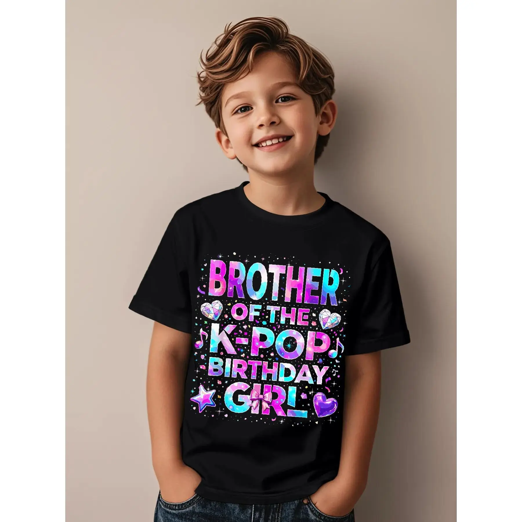 Brother of The K-Pop Birthday Girls Korean Music Funny Aesthetic Graphic Kid T-Shirt Fashion Kid T Shirts Street Style Tees Tops for Kid
