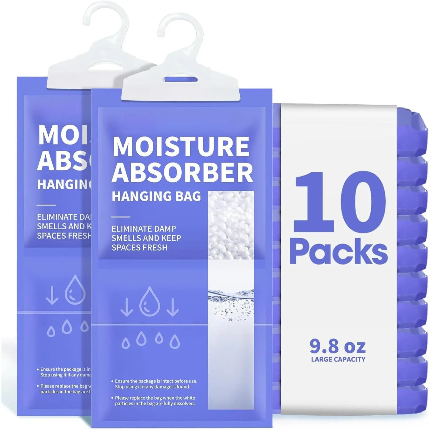 Absorbers 10 Pack, 9.8 Oz Compact Dehumidifier Bags & Packs,   Bag, Humidity Absorbers, Closet Deodorizer Against Musty Odors, 11.8'' x 6.3''