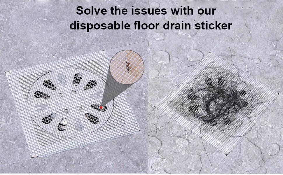 30PCS Disposable Floor Drain Sticker, Floor Drain Filter Hair Catcher Shower Drain Mesh Stickers Shower Hair Drain Catcher Stickers for Bathroom Laundry Bathtub Kitchen