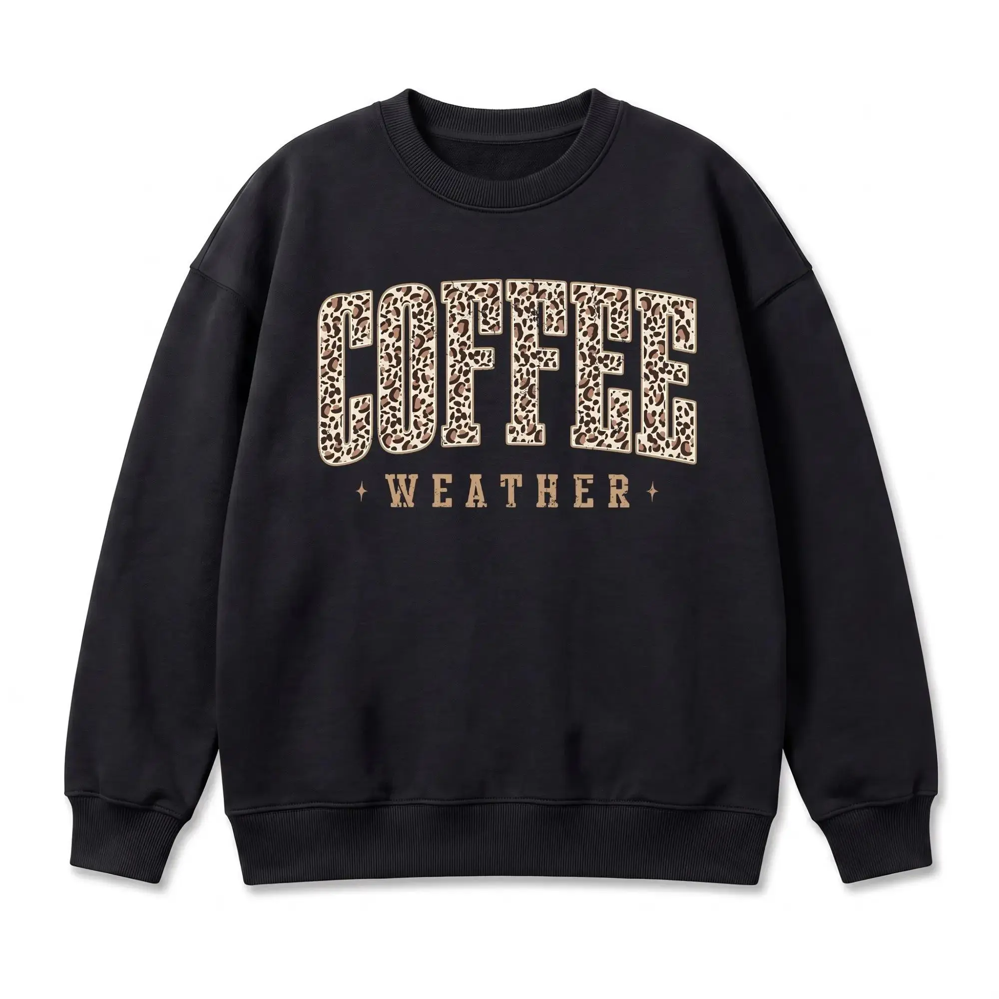 Retro Coffee Sweatshirt Leopard Coffee Lover Crewneck - Cute Fall Graphic Pullover, Cozy Autumn Thanksgiving Sweatshirt, Unisex Oversized Casual Streetwear for Women