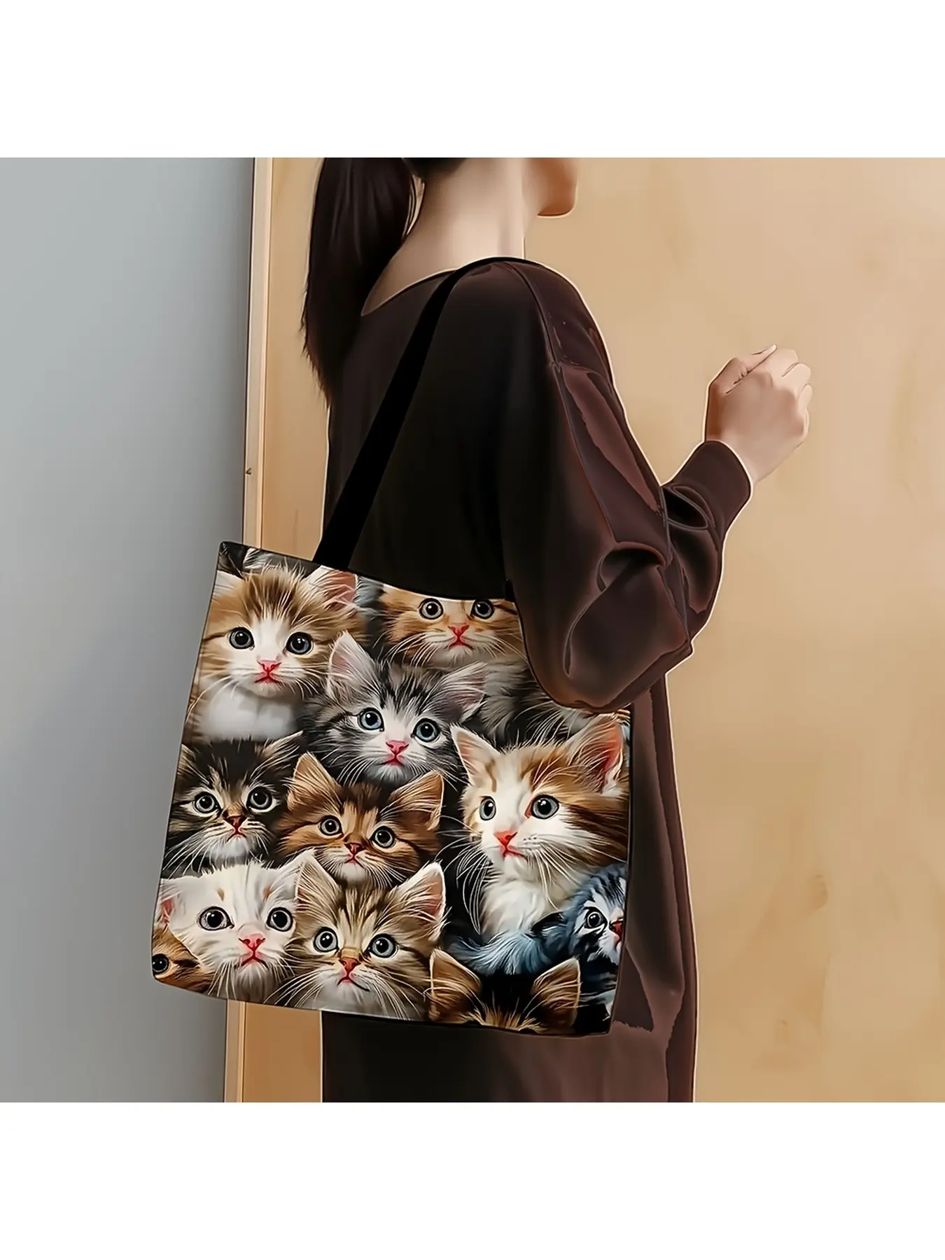 Women'S Tote Shoulder Bag Cute Cat Handbag Funny Cat Many Cats Cute Kawaii Cat Cute Eyes Many Kittens Tote Bag