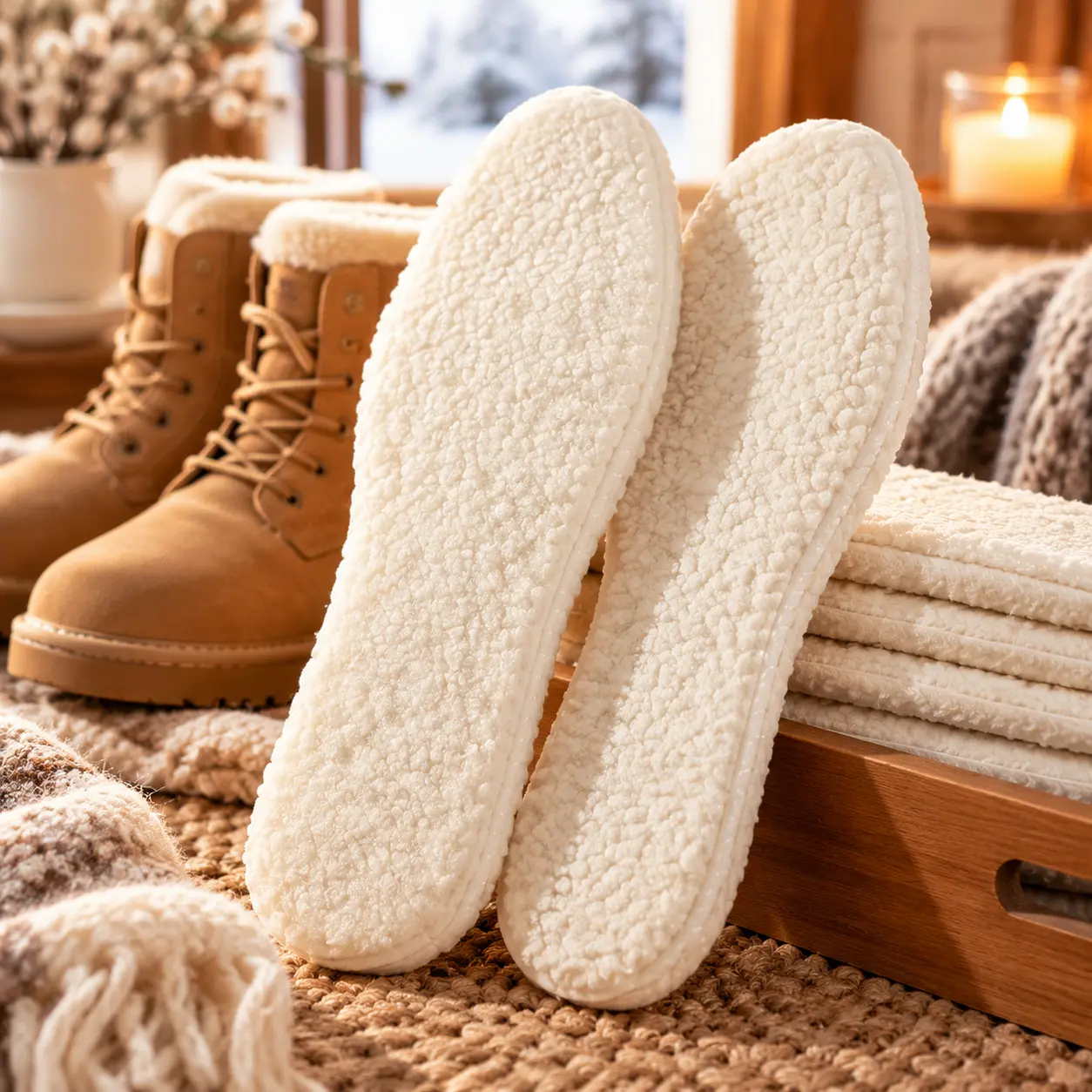 3-Pair Thermal Fleece Shoe Insoles, Soft Latex Warm Inserts for Winter Boots & Sneakers