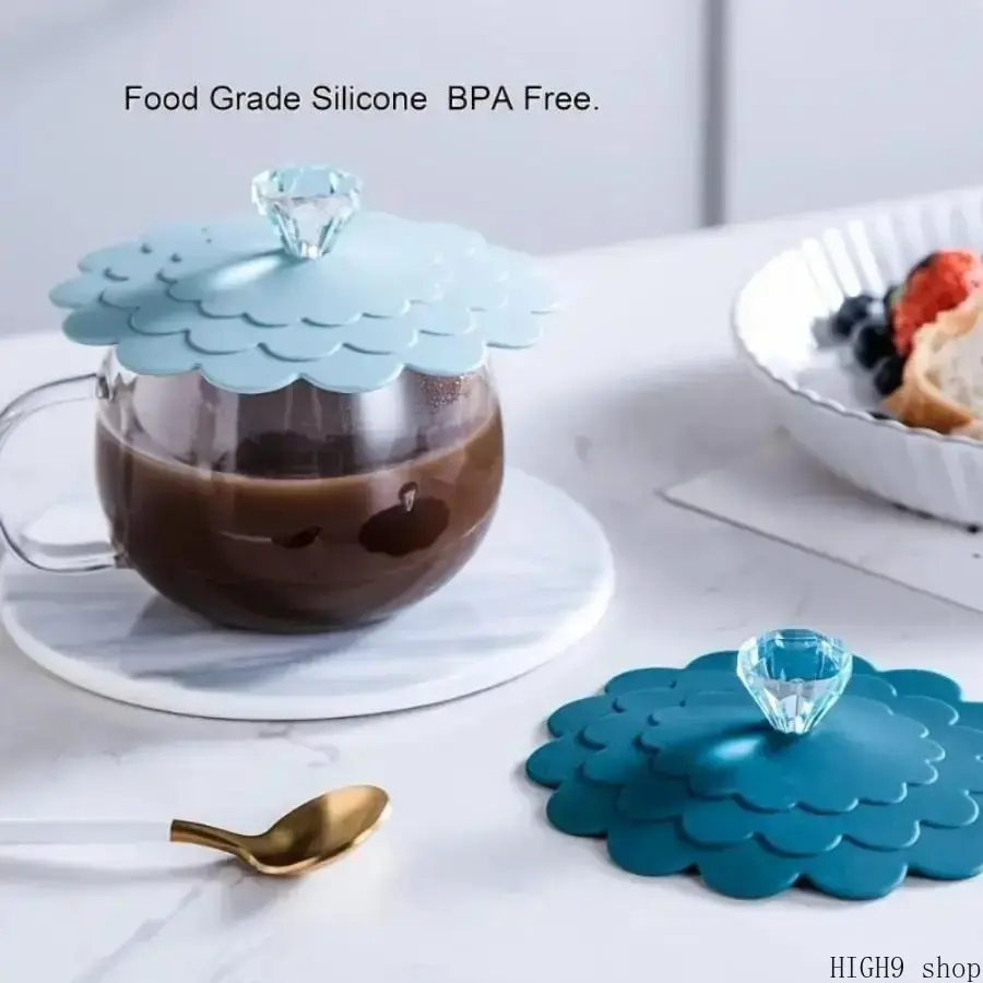 Decorative Silicone Cup Covers Equipped With Creative Diamond-Shaped Knobs, Food-Grade Silicone Material, 6-Pack Reusable Airtight Seal Lids, Dustproof Spill-Proof Accessory Fit for Coffee Cups, Tea Mugs and Daily Drinkware