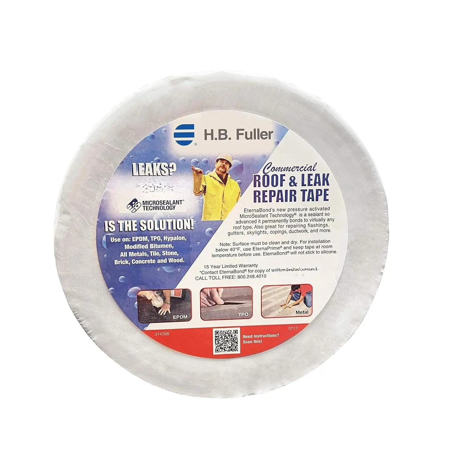 RoofSeal White 1.5" x50' MicroSealant UV  RV Roof Seal Repair Tape | 35 mil  Thickness - EB-RW014-50R - -Step Durable,  and Airtight Sealant