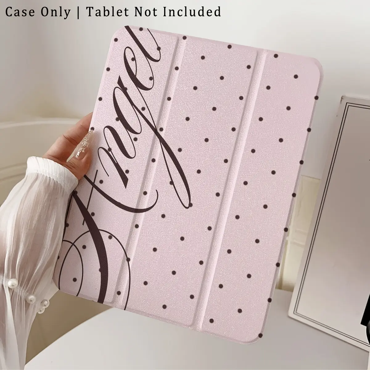 My Angel Polka Dot Pattern iPad Case, Cute Pink Dot iPad Case for iPad Pro 11inch (2024)/iPad Air 6(2024)/iPad mini 6, Silk Texture PC Back Cover, with Pen Holder