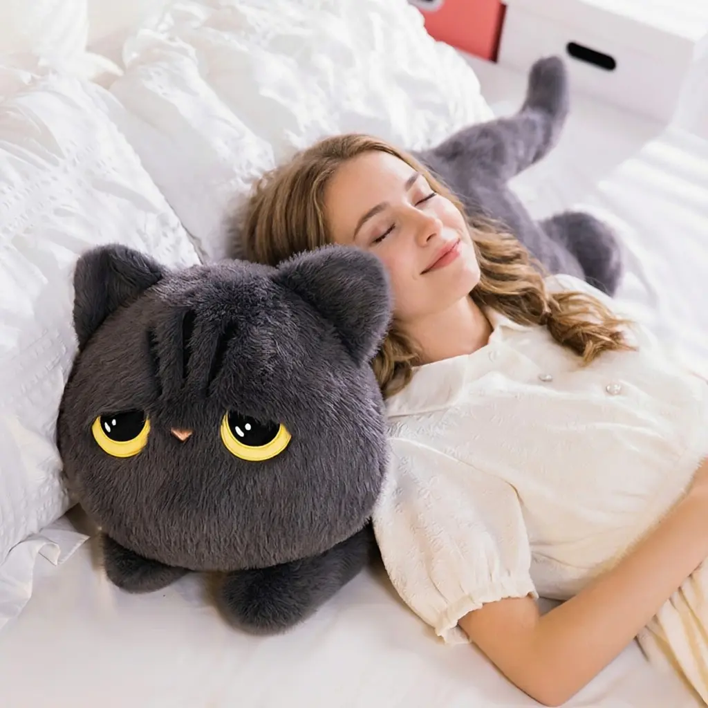 Cute Cat Plush Pillow, Soft Plush Cushion, Huggable Plush Pillow, Perfect Gift, Cozy and Comfortable, Ideal for Home Decor
