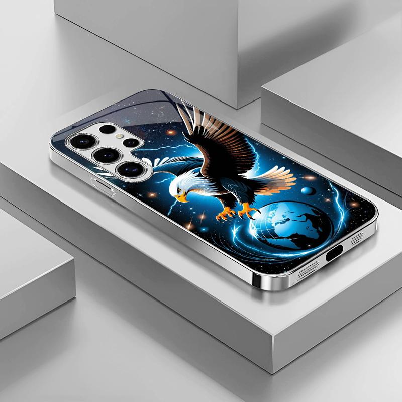 Suitable for Galaxy S25 S24 S23 S22 S21 S20 S10 S9 A16 A15 A14 A13 A12 A55 A54 A53 A52 A51 A35 A32 A23 A71 Note20 Note10 Note9 Ultra Plus Fe Light luxury crystal eagle pattern and scorpion glass electroplated mobile phone case, exquisite and gorgeous-888