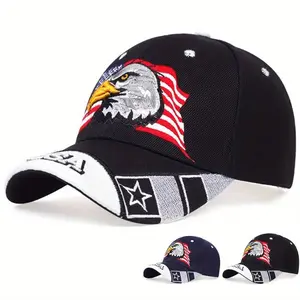 US Flag Eagle Embroidered Baseball Cap Unisex Adjustable Sunscreen Outdoor Travel Hat