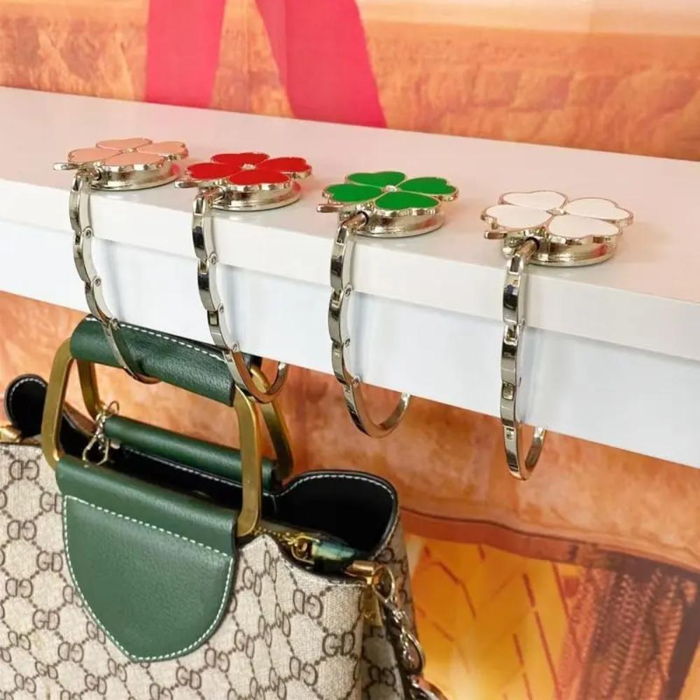 Clover Foldable Purse Hook for Table | Portable Handbag Holder, Keeps Bag Clean & Secure Anywhere