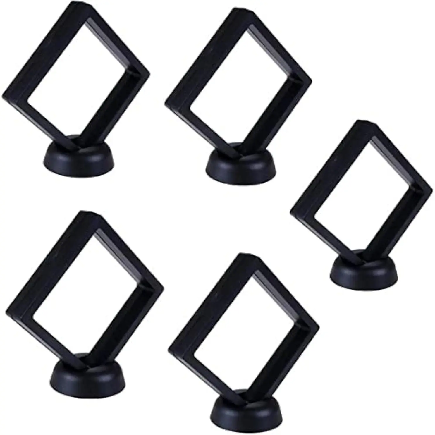 5 count  Floating Frame Display Holder with Stands, Thin Film  Storage Box  Display Case, PE Suspension Frames Container for Medallions  Chip Pin Butterfly Specimens (2.5 x 2.5in)