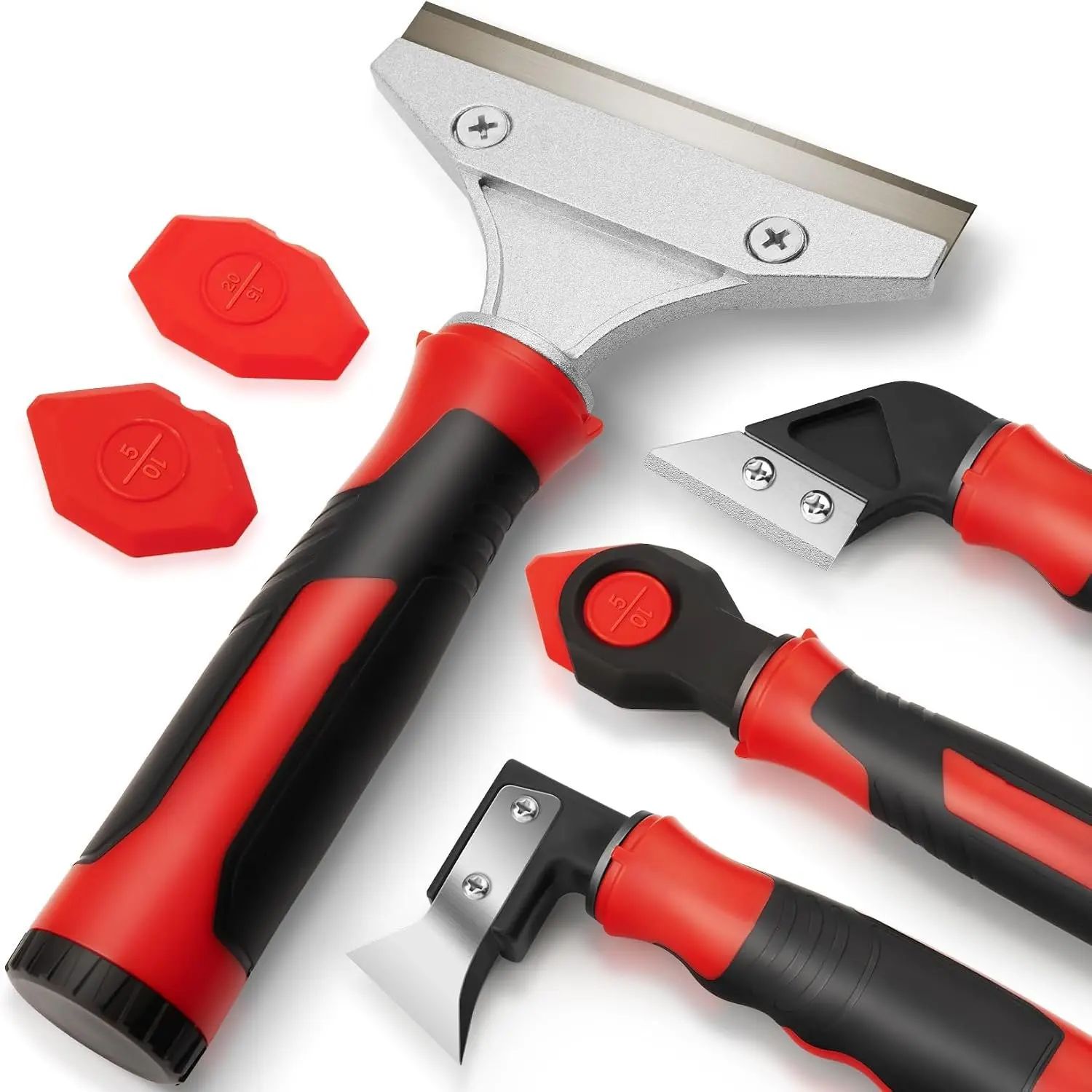 4-in-1 Caulking Remover Tool,  Caulking Tools for Tile, Red | Bathtub Caulking Tool, Shower Caulk Remover Tool, Razor Scraper for Tile, Grout, Windows &  Repairs