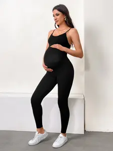Pregnant Jumpsuit, Seamless Breathable Elastic Pregnancy Jumpsuit, Adjustable Straps, Suitable for Sports and Daily Wear
