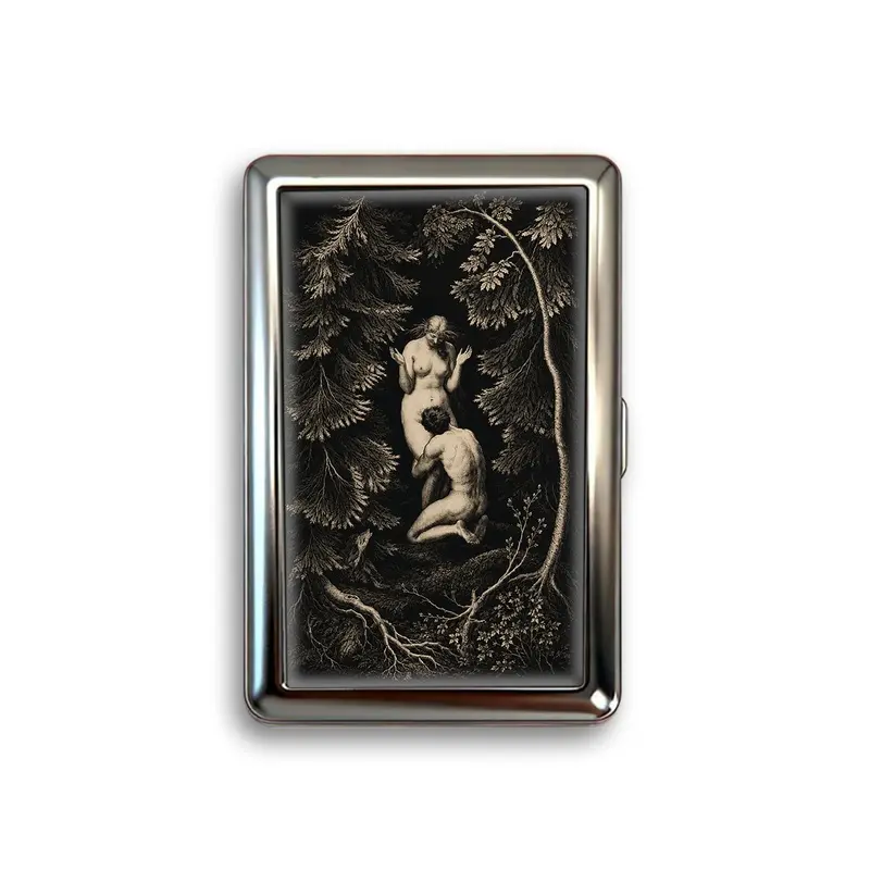 Vintage Gothic Forest Metal Card Holder, Antique Art Stainless Steel Business Card Case, Pocket Organizer, Desk Accessories