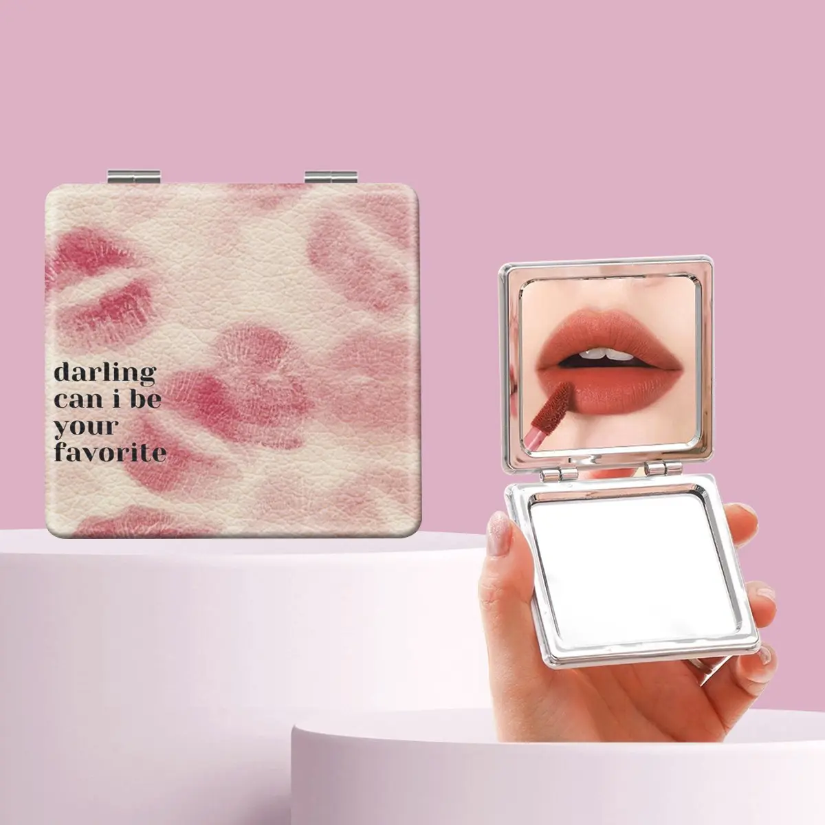 Millennium Y2K Style Lip Letter Makeup Mirror, Portable Folding Mini Handheld Mirror, Perfect Gift for All Occasions