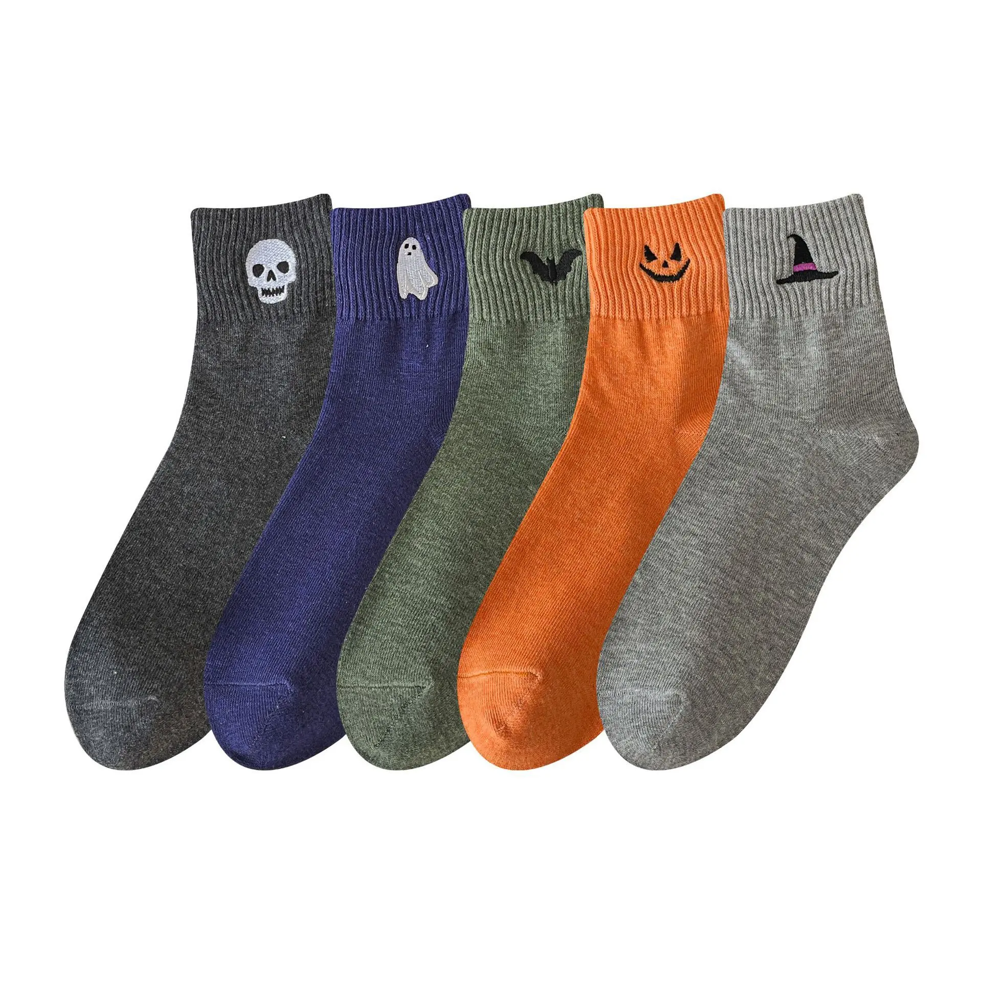 Halloween Crew Socks for Men and Women, Thick Warm Cotton Mid-Calf Socks, Funny Novelty Couple Socks for Fall Winter