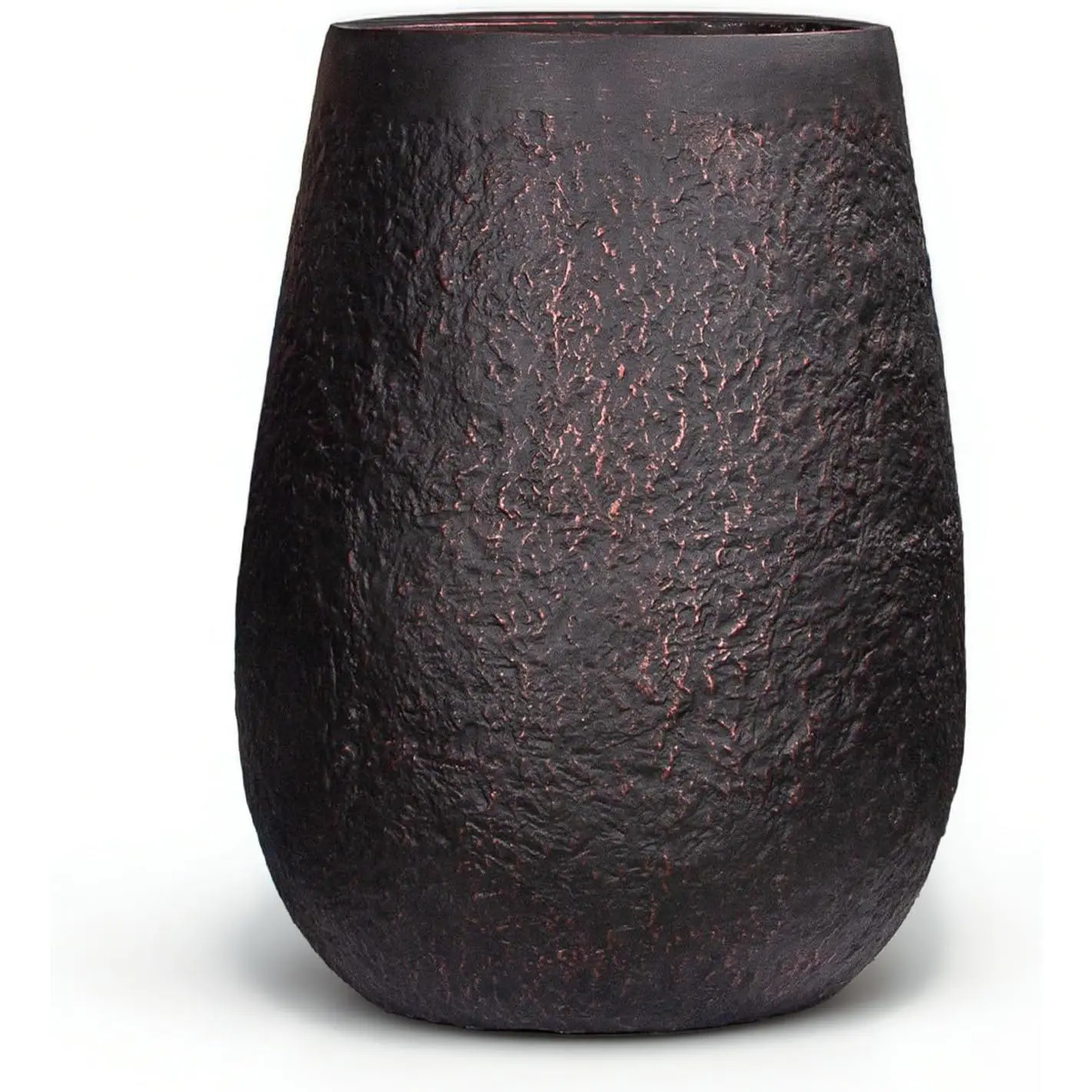 20" H Tall Weathered Concrete Planter, Black Large Round Flower Pot with Drainage Hole for Outdoor Indoor Use, Modern Decorative Planter for Patio, Garden, Courtyard, , Bronze Rustic Finish