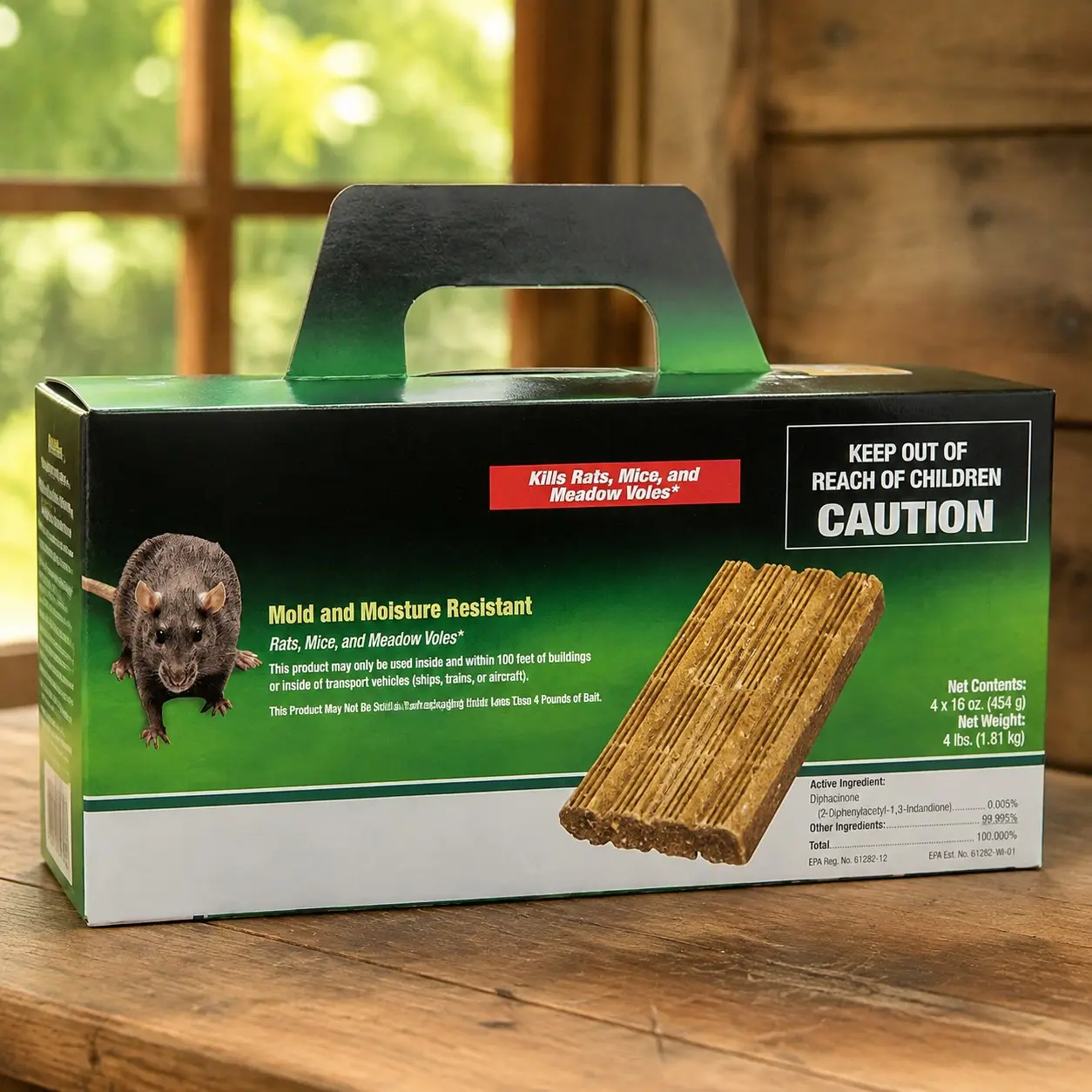 All-Weather Rodenticide Mold & Moisture Resistant Bait for Control of Rats, Mice, and Meadow Voles, 4 lbsGift