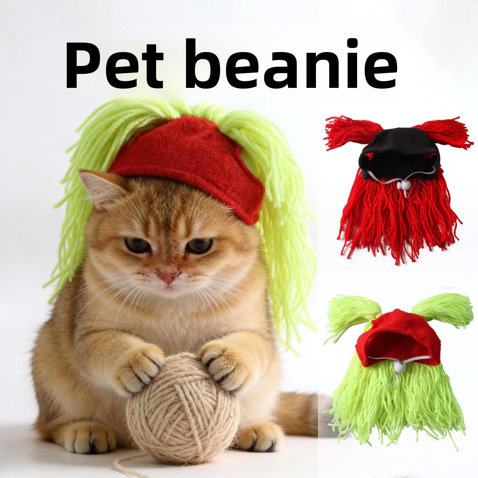 New pet ear-flap knit hat, funny and quirky pet decoration, costume headgear, pet accessories Gold Plated Custom Collar dogs shoes glasses filter Heated Windproof Winter Coat clothes flotation device
