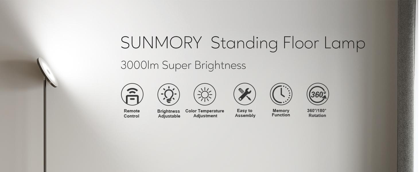Floor Lamp for Living Room, 32W/3000LM Super Bright LED with Remote Control – 69" Tall Standing Lamp, Stepless Dimmable, Modern Torchiere Corner Lamp for Bedroom and Office