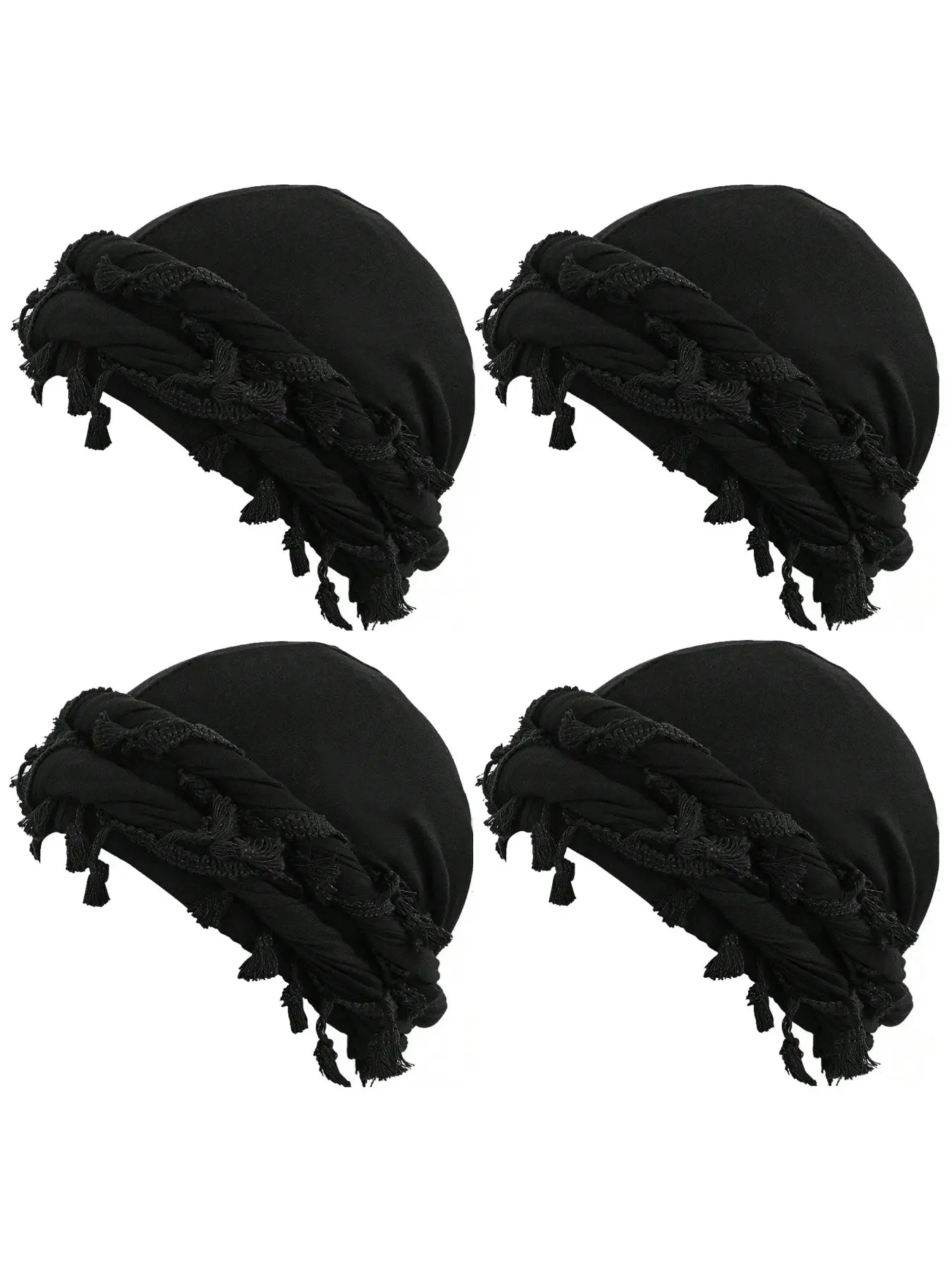 4 Pcs Unisex Headscarf Hat Set, Soft Cap Accessories, Street Dance Cycling Hat, Outdoor Sports Trendy Hats, Casual Loose-Fit Plain Design