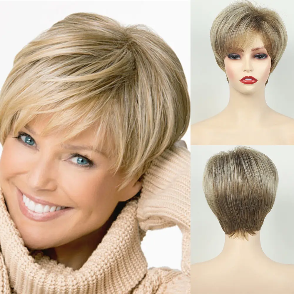 Synthetic Full Machine Wig - Fashionable Short Full Headpiece for Women's Hair Accessory Needs