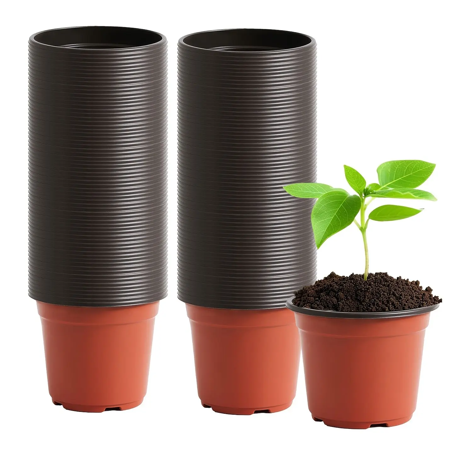 100pcs Heavy-Duty Nursery Pots, Seedling Cups with Drainage Holes, Ideal for Gardens, Balconies, Patios, Durable Planting Containers