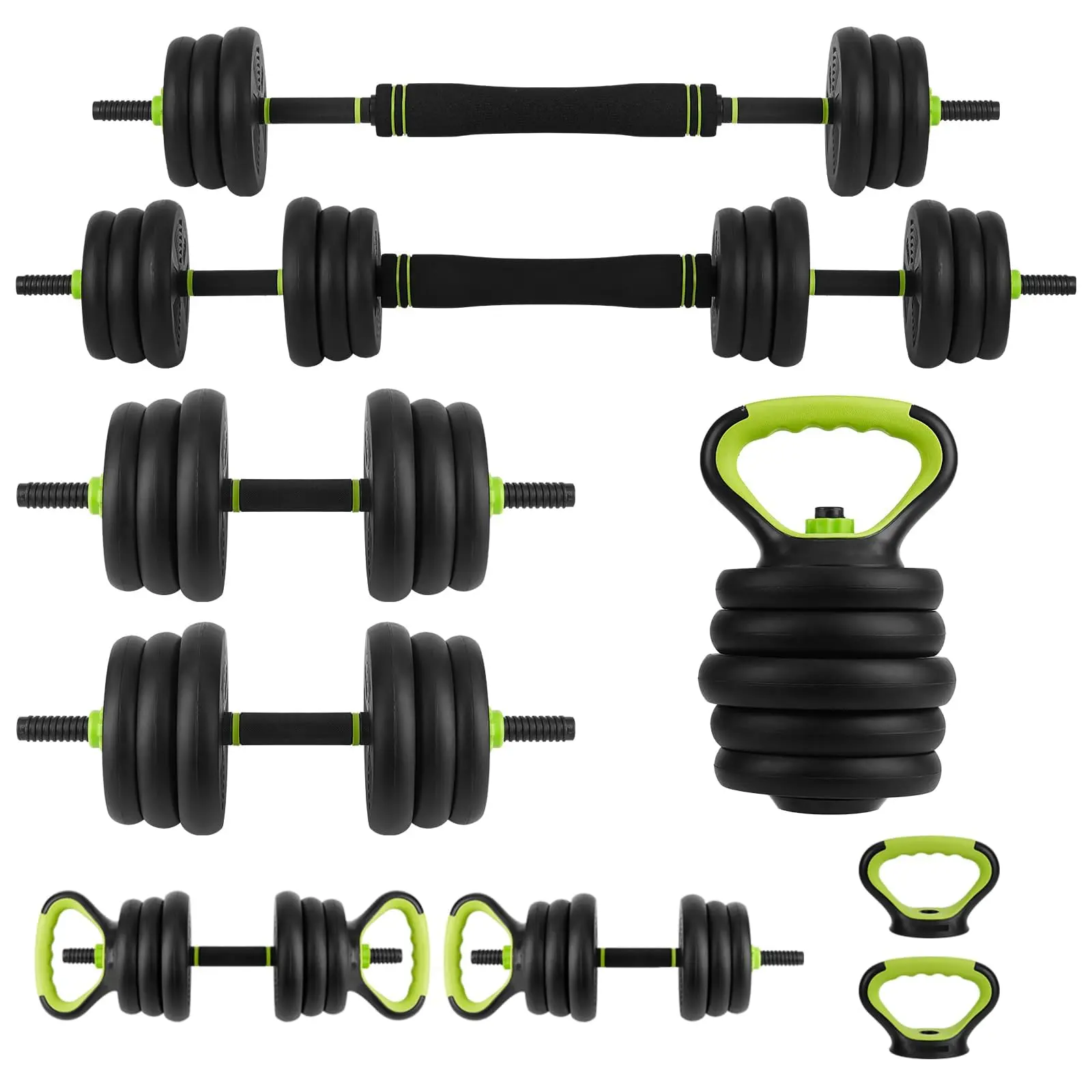 GARVEE 4-in-1 Adjustable Dumbbell Weights 44 LB - Versatile Home Gym Set for Dumbbells, Barbells, Kettlebells, and Push-Up Exercises with Round Head Design