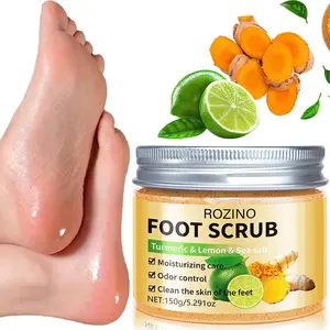 150g Turmeric Lemon Foot Scrub, Natural Plant Ingredients, Gentle and Non-Irritating, Improves Rough and Peeling Feet, Suitable for All Skin Types