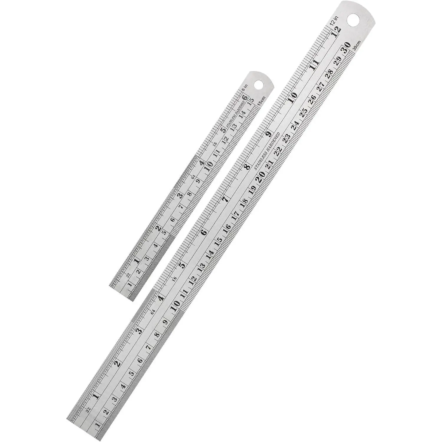 - Metal Straight  Ruler, 2 Pack, 6" and 12",  | Stainless Steel Ruler Set,  & Metric Measurements for Drawing, , Office, Engineering