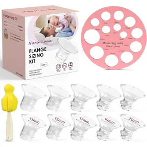 10PCS 13/15/17/19/21mm for 24mm Flanges/Shield of Most Pumps, Flange Sizing Kit Silicone Flanges Insert, Breastfeeding Essentials Kit for New Moms