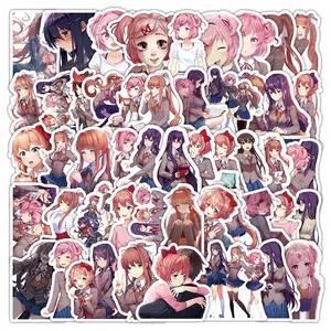 50pcs Cartoon Graffiti Stickers, Anime Stickers For DIY Planner, Water Bottle Decor, Waterproof Small Stickers, Cute And Fun Anime Creative Stickers, Doki Doki Literature Club! Stickers, Just Monika Stickers